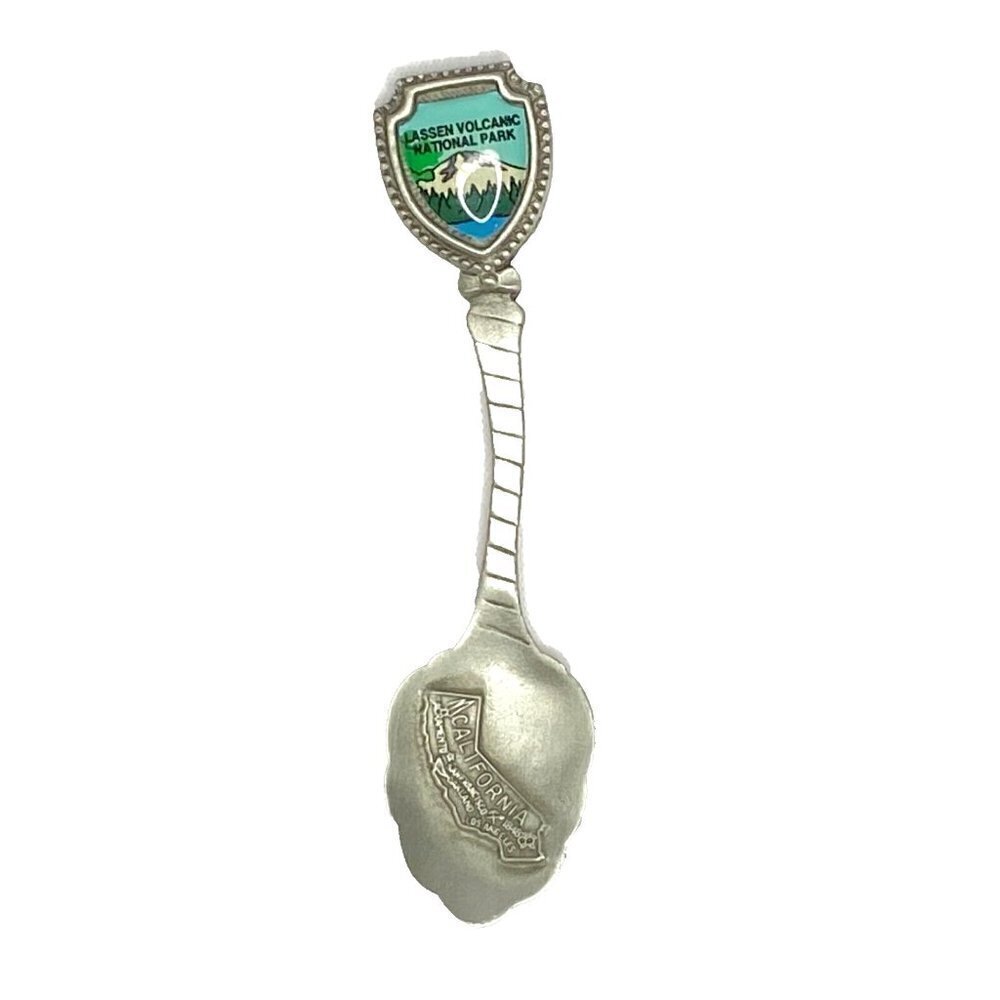 Souvenir Spoon California Est 1848 Pewter Enamel Vintage Collector Travel EUC
